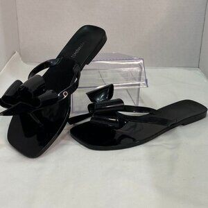 Jeffrey Campbell Jelly Bow Thong Slide Sandals Black Size 10